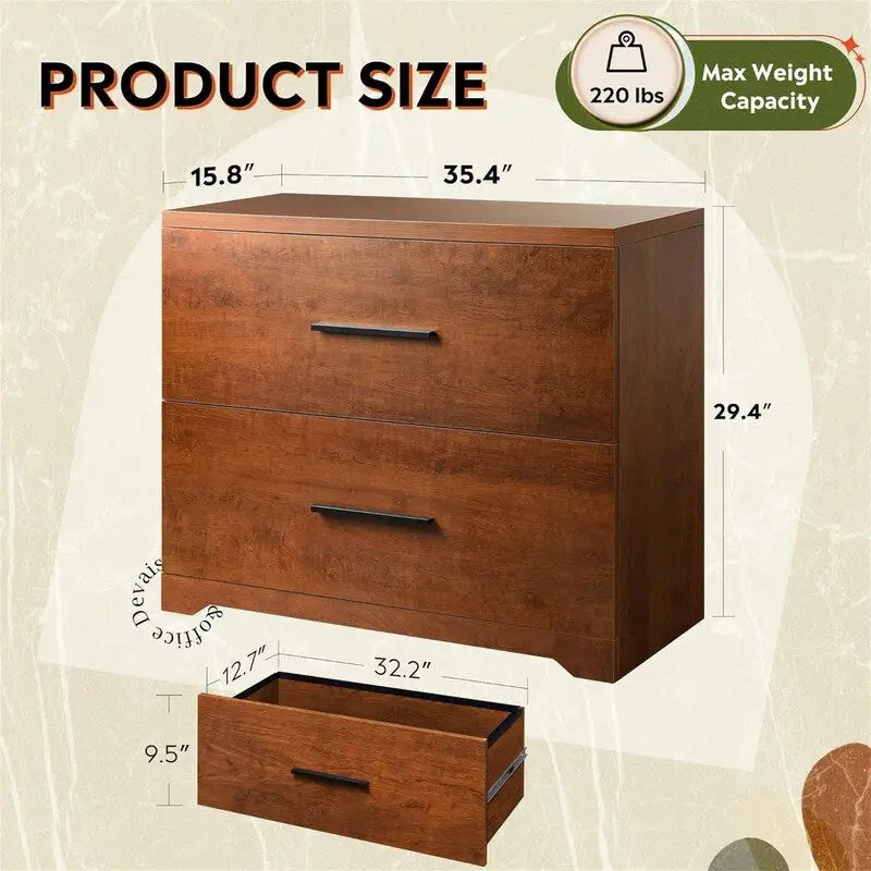 2-Drawer Wood Lateral File Cabinet