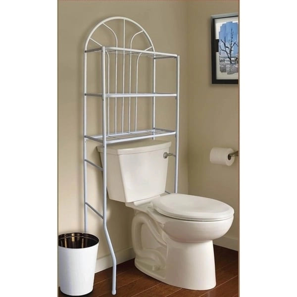 Over-the-Toilet Metal Storage Shelf with Glass Shelves