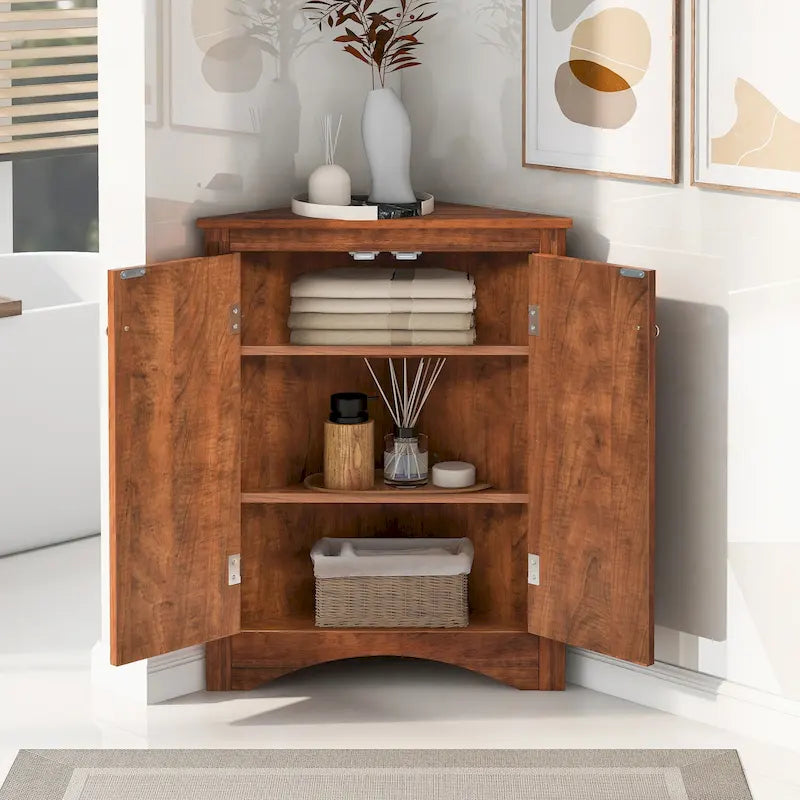 Corner Storage Cabinet with Adjustable Shelves
