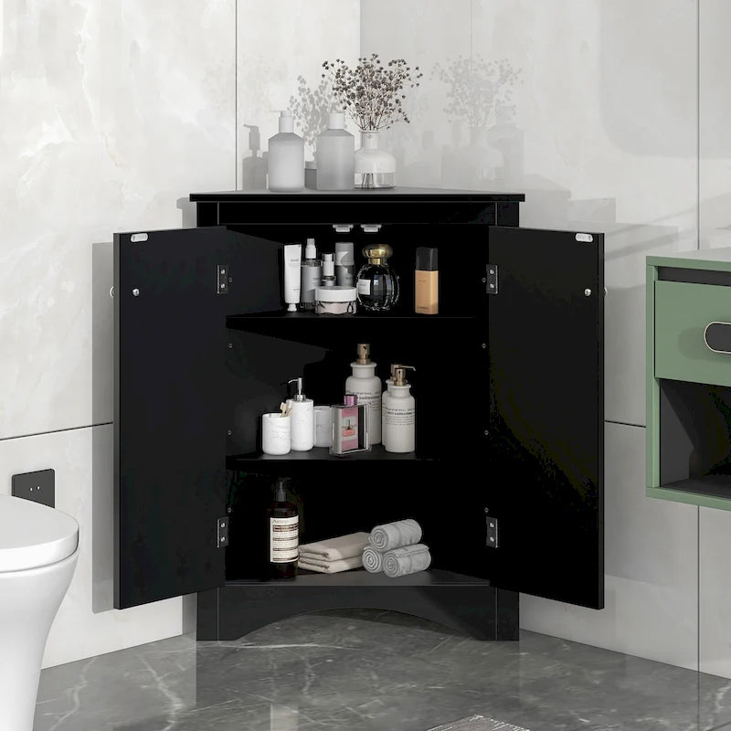 Corner Storage Cabinet with Adjustable Shelves
