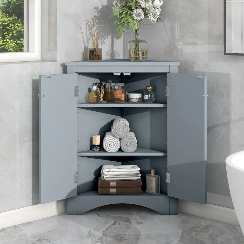 Corner Storage Cabinet with Adjustable Shelves