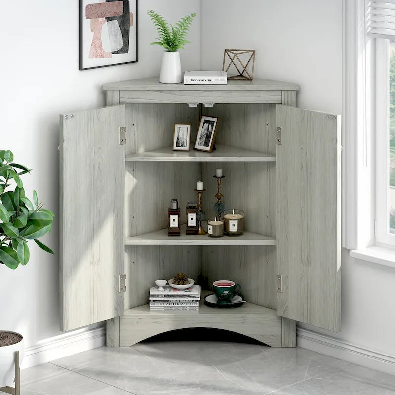 Corner Storage Cabinet with Adjustable Shelves