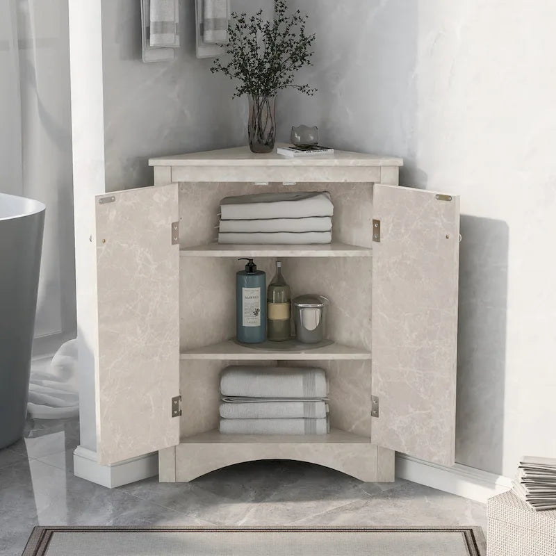 Corner Storage Cabinet with Adjustable Shelves