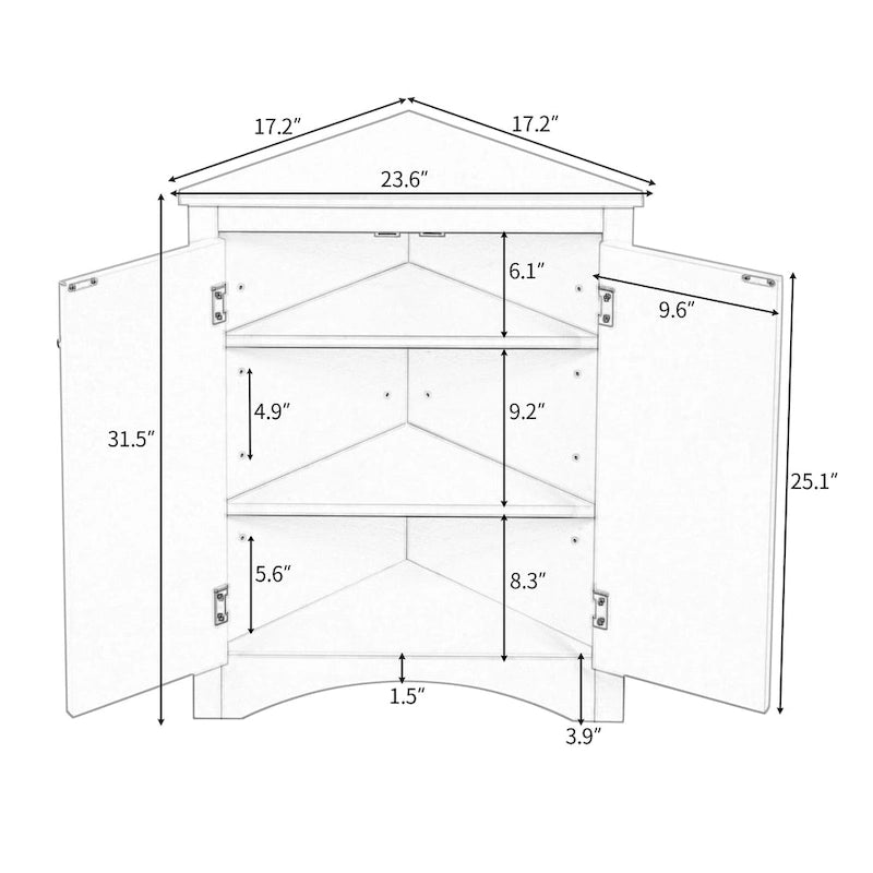 Corner Storage Cabinet with Adjustable Shelves