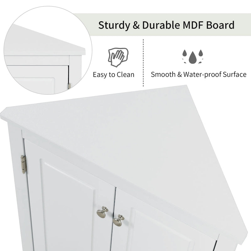 Corner Storage Cabinet with Adjustable Shelves