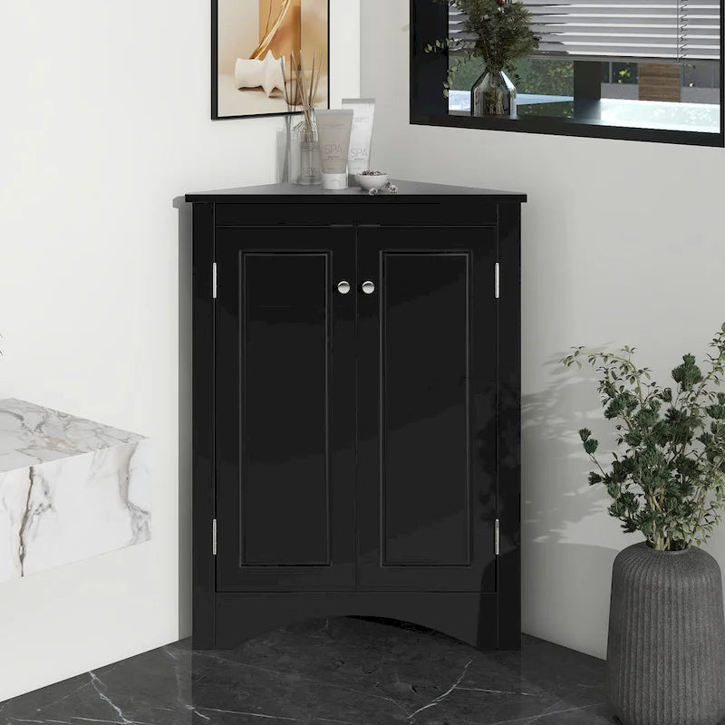 Corner Storage Cabinet with Adjustable Shelves
