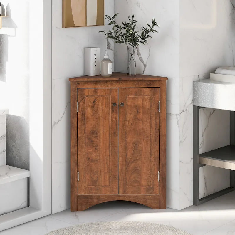 Corner Storage Cabinet with Adjustable Shelves