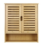 Bamboo Bathroom Wall Cabinet with Adjustable Shelf and Double Door