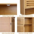 Bamboo Bathroom Wall Cabinet with Adjustable Shelf and Double Door