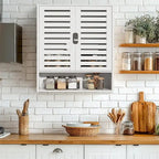 Bamboo Bathroom Wall Cabinet with Adjustable Shelf and Double Door