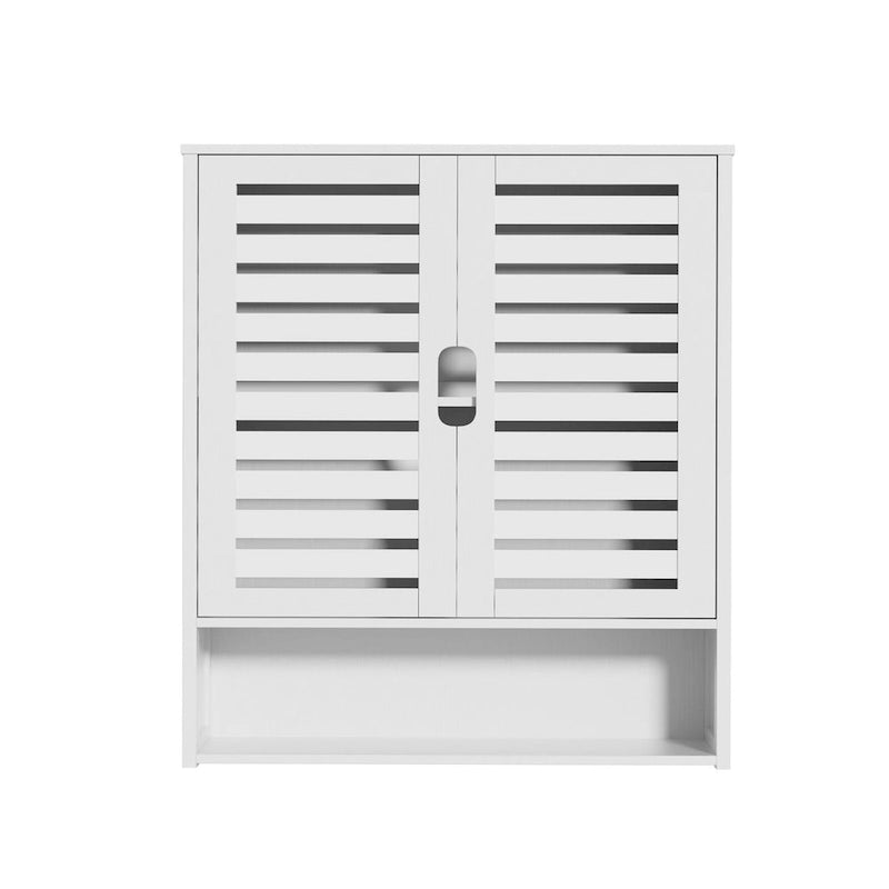 Bamboo Bathroom Wall Cabinet with Adjustable Shelf and Double Door