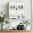 Bamboo Bathroom Wall Cabinet with Adjustable Shelf and Double Door