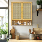 Bamboo Bathroom Wall Cabinet with Adjustable Shelf and Double Door