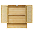 Bamboo Bathroom Wall Cabinet with Adjustable Shelf and Double Door