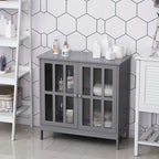 Storage Sideboard Buffet Cabinet with 2 Transparent Doors, Grey