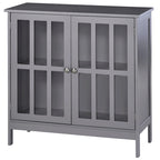Storage Sideboard Buffet Cabinet with 2 Transparent Doors, Grey