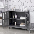Storage Sideboard Buffet Cabinet with 2 Transparent Doors, Grey