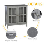 Storage Sideboard Buffet Cabinet with 2 Transparent Doors, Grey