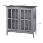 Storage Sideboard Buffet Cabinet with 2 Transparent Doors, Grey