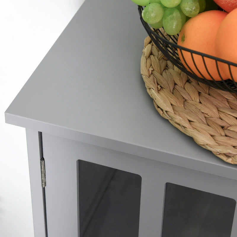 Storage Sideboard Buffet Cabinet with 2 Transparent Doors, Grey