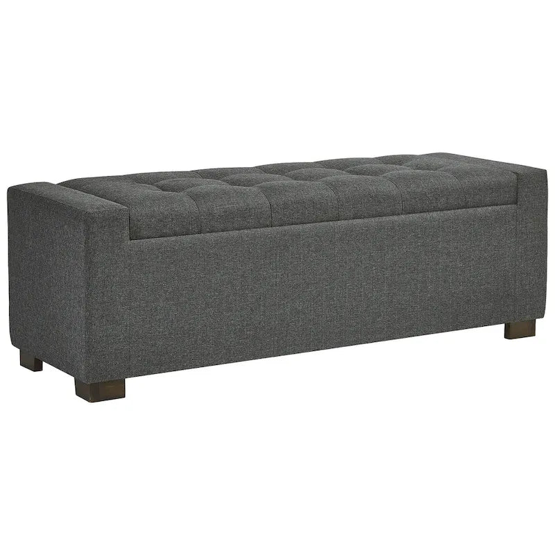 Dark Grey Upholstered Storage Bench - 54W x 18D x 18H