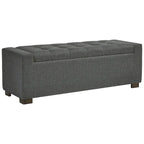Dark Grey Upholstered Storage Bench - 54W x 18D x 18H