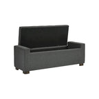 Dark Grey Upholstered Storage Bench - 54W x 18D x 18H