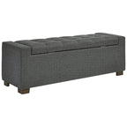 Dark Grey Upholstered Storage Bench - 54W x 18D x 18H