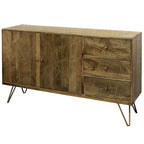 Two Door Three Drawer Credenza with Geometric Inlay and Hairpin Legs