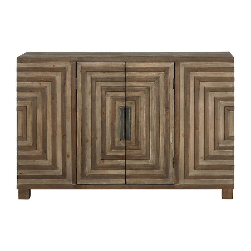 Two-tone Geometric Console Cabinet