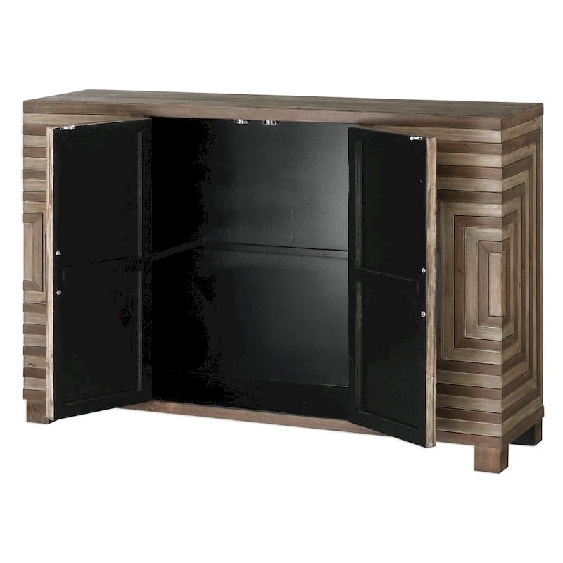 Two-tone Geometric Console Cabinet
