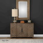 Two-tone Geometric Console Cabinet