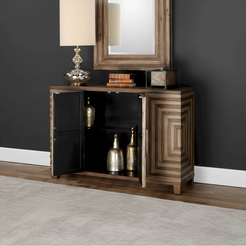 Two-tone Geometric Console Cabinet