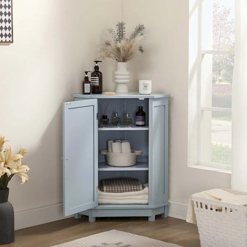 Corner Bathroom Cabinet with Two Shelves