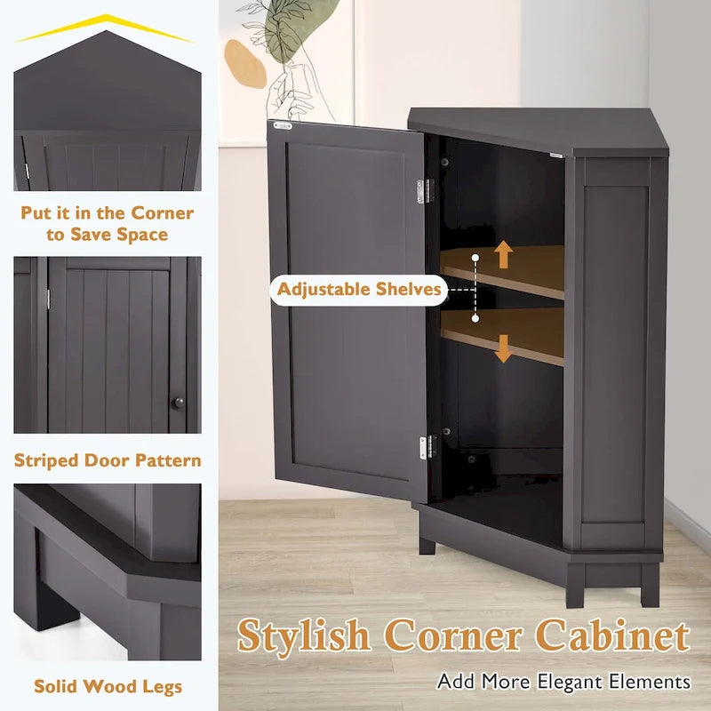 Corner Bathroom Cabinet with Two Shelves