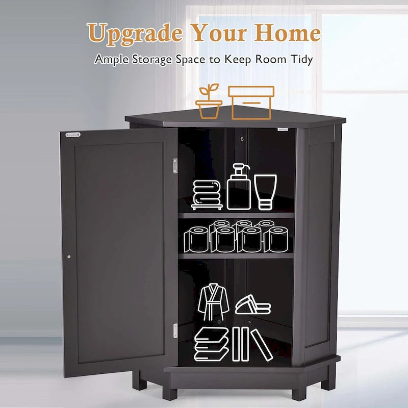 Corner Bathroom Cabinet with Two Shelves