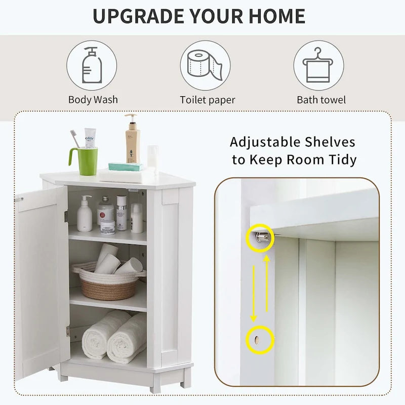 Corner Bathroom Cabinet with Two Shelves