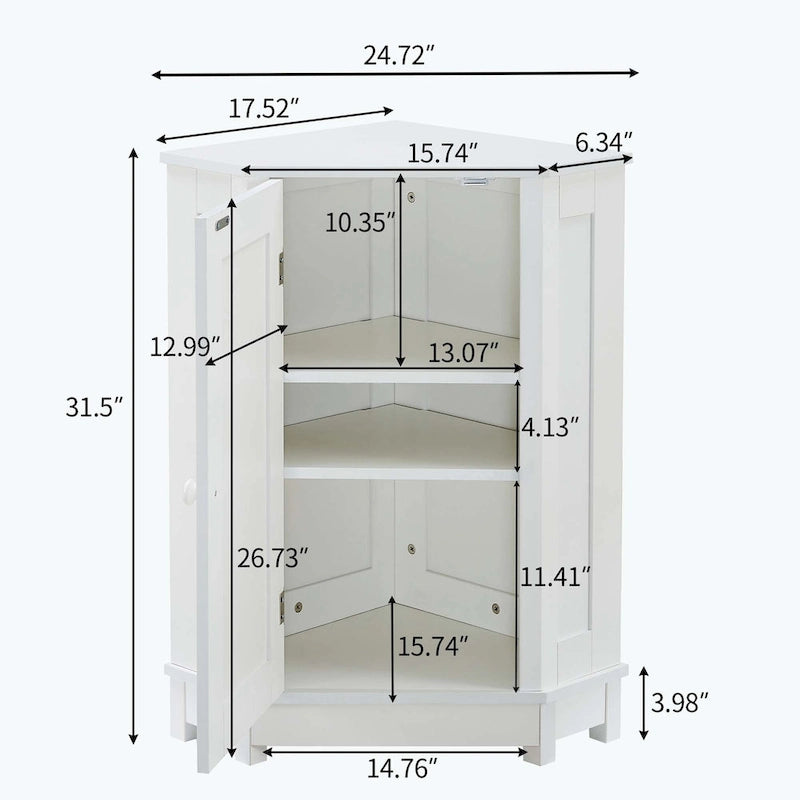 Corner Bathroom Cabinet with Two Shelves