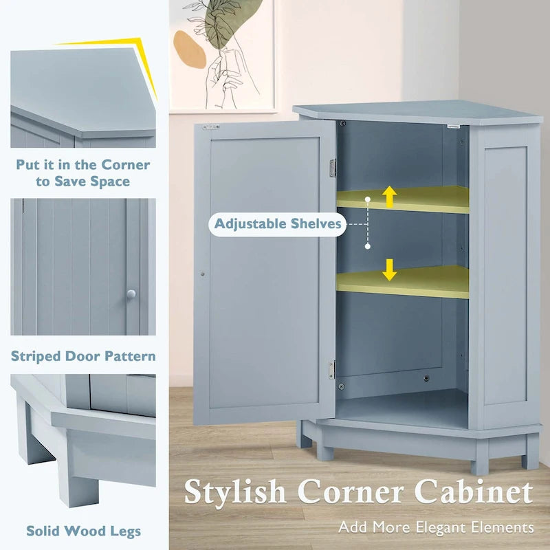 Corner Bathroom Cabinet with Two Shelves