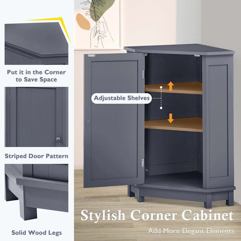 Corner Bathroom Cabinet with Two Shelves