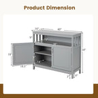 Buffet Sideboard Storage Cabinet with 2 Doors and Adjustable Shelf, 40 x 16 x 34 in