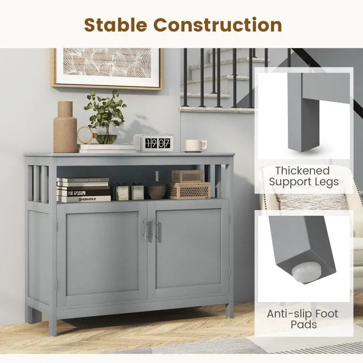 Buffet Sideboard Storage Cabinet with 2 Doors and Adjustable Shelf, 40 x 16 x 34 in