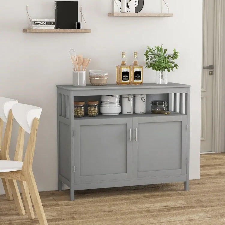 Buffet Sideboard Storage Cabinet with 2 Doors and Adjustable Shelf, 40 x 16 x 34 in