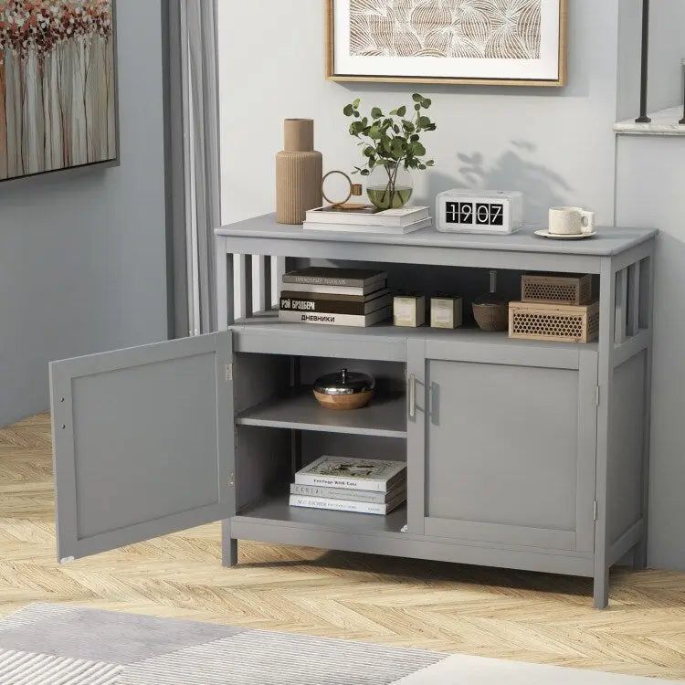 Buffet Sideboard Storage Cabinet with 2 Doors and Adjustable Shelf, 40 x 16 x 34 in