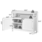 Buffet Sideboard Storage Cabinet with 2 Doors and Adjustable Shelf, 40 x 16 x 34 in