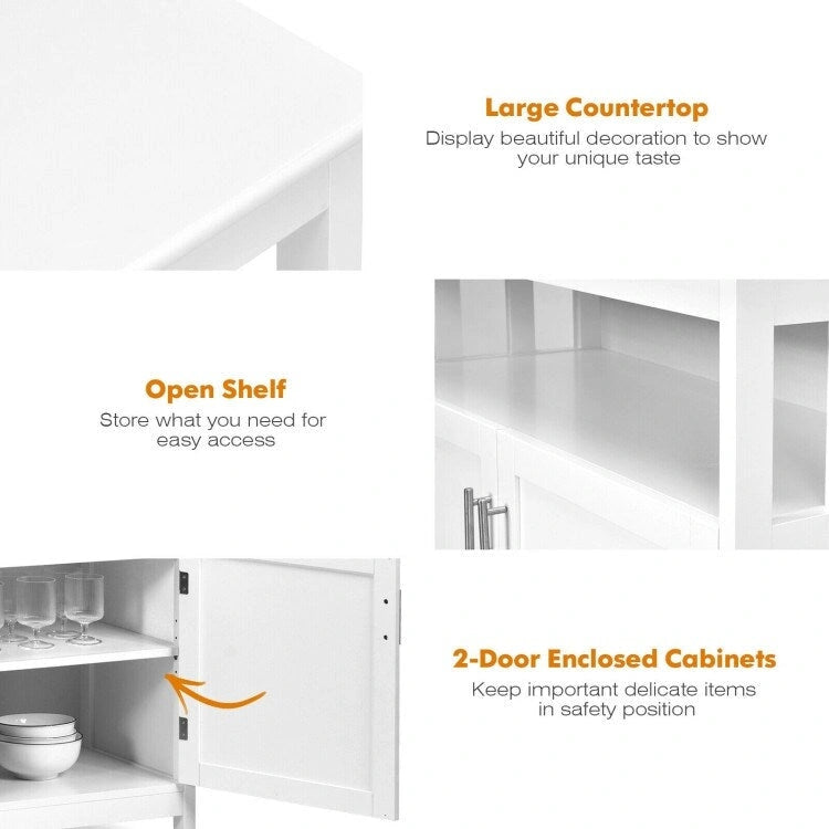 Buffet Sideboard Storage Cabinet with 2 Doors and Adjustable Shelf, 40 x 16 x 34 in