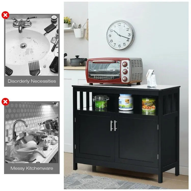 Buffet Sideboard Storage Cabinet with 2 Doors and Adjustable Shelf, 40 x 16 x 34 in