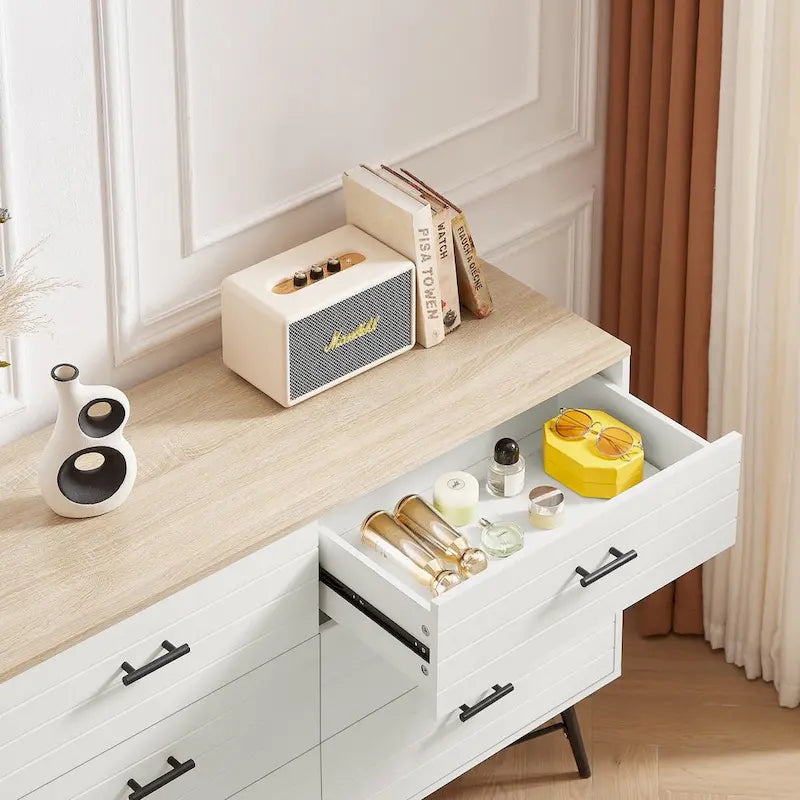 6-Drawer Chest of Drawers with Metal Legs, 47.2 inch Wide