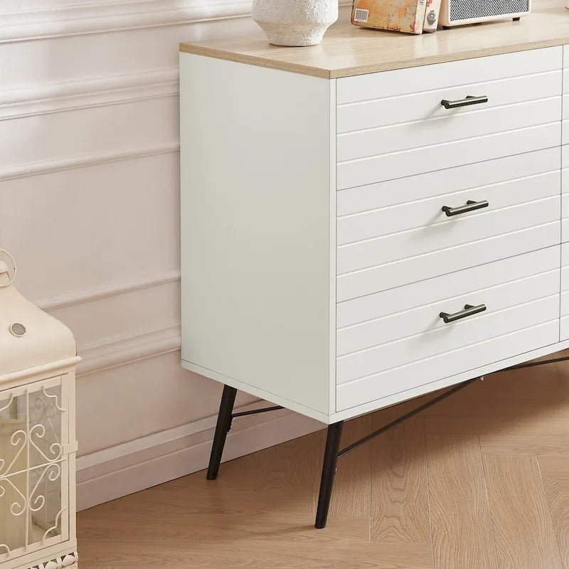 6-Drawer Chest of Drawers with Metal Legs, 47.2 inch Wide
