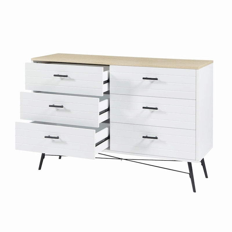 6-Drawer Chest of Drawers with Metal Legs, 47.2 inch Wide